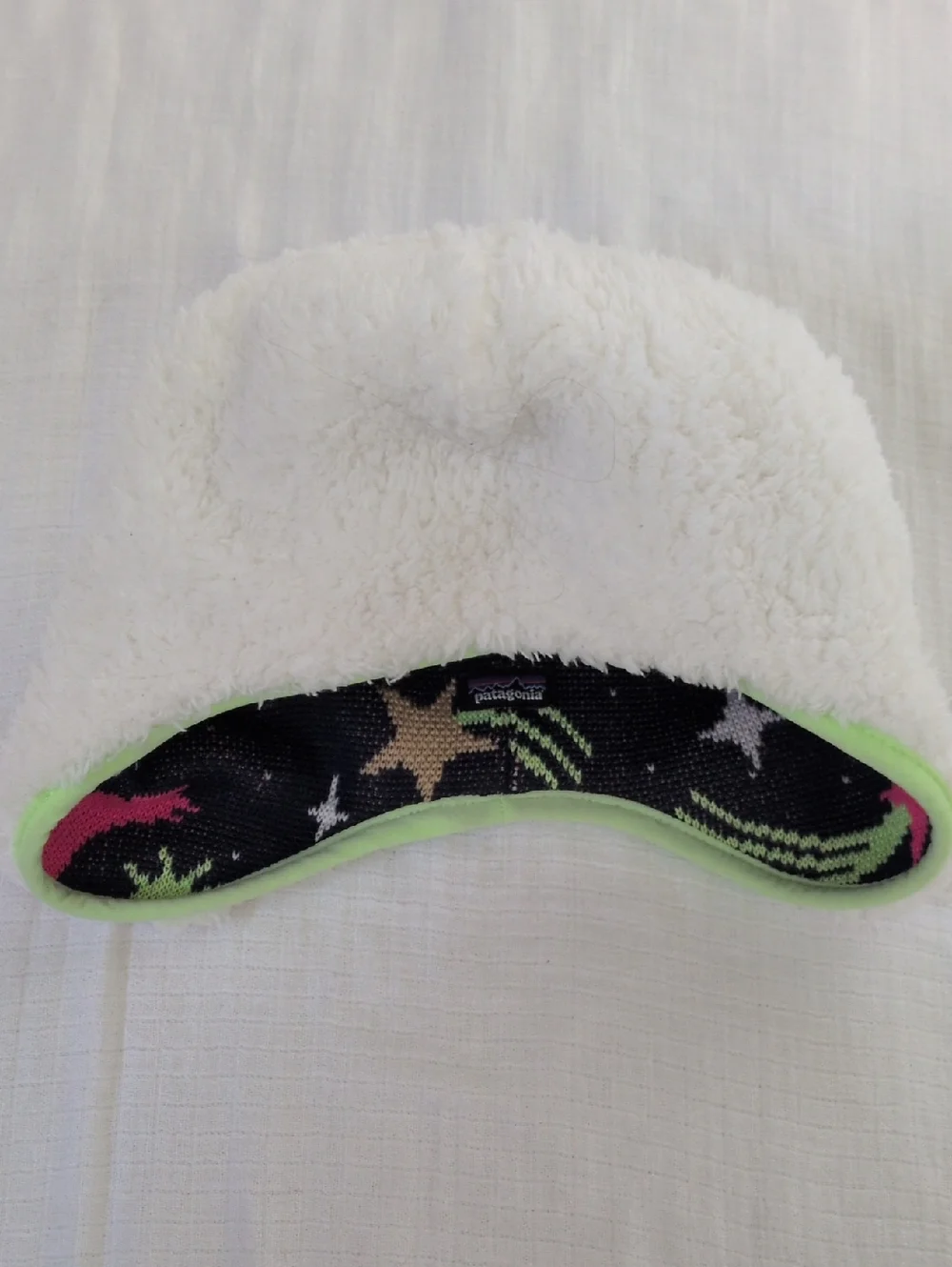 Patagonia Baby Reversible Hat Stars And Moon White Green Print